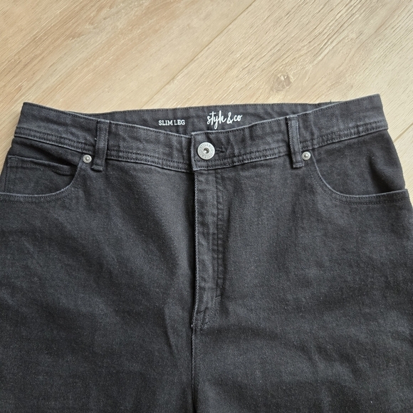 Style & Co Women's 10 Black Straight Leg Denim Blue Jeans EUC - Picture 4 of 12